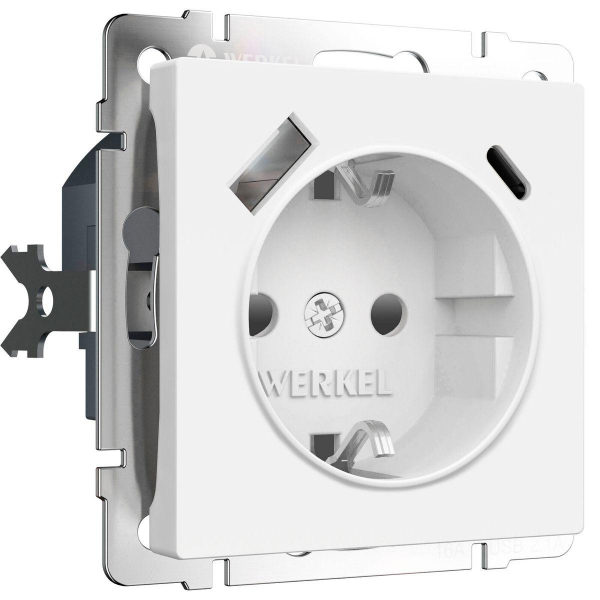 Розетка с заземлением, шторками и USB тип A+C Werkel белый матовый W1171761 4690389213267 Розетка с заземлением, шторками и USB тип A+C Werkel белый матовый W1171761 4690389213267