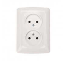 DEA Розетка 2-ая керамика б/з с/у 10А Бел KRANZ KR-78-0219