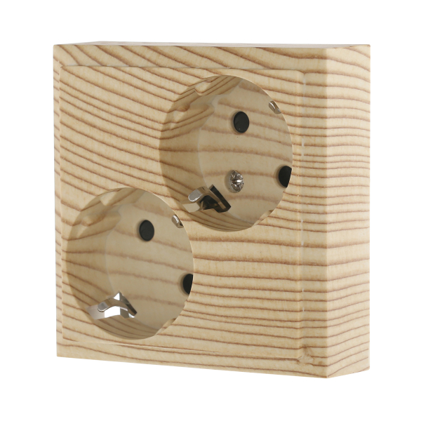 Розетка LK Studio двойная с з/к, со шторками (сосна) LK60 863525-1