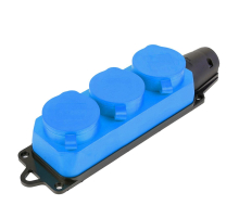 Розетка переносная тройная 2P+PE Stekker Одри с крышкой синий RST16-23-44-4 49403