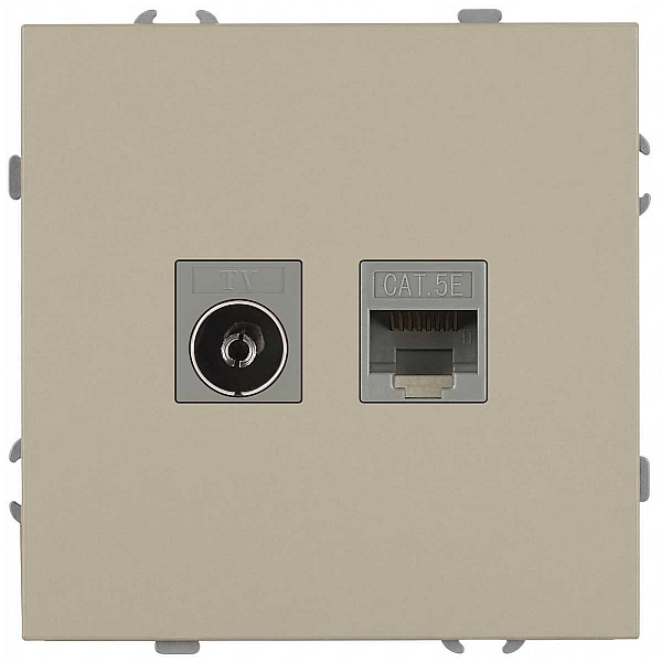 Розетка ЭРА Galaxy 15-3110-04 комбинированная RJ45+TV IP20 шампань Б0070782