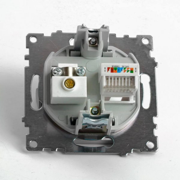 Розетка телевизионная TV + компьютерная RJ-45 Stekker Катрин серебро GLS00-7106-03 49183 Розетка телевизионная TV + компьютерная RJ-45 Stekker Катрин серебро GLS00-7106-03 49183
