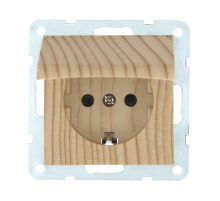 Розетка LK Studio с з/к, шторками и крышкой (сосна) LK60 863425-1