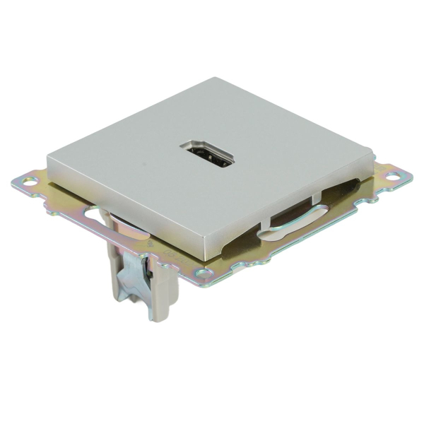 Розетка HDMI 2.1, Type A (механизм), STEKKER GLS00-7118-03, серия Катрин, серебро 50061