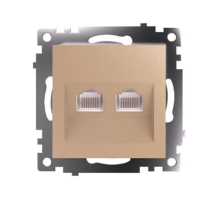 Розетка компьютерная 2-местная RJ-45 (механизм) Stekker GLS00-7109-08 Катрин, золото 50009