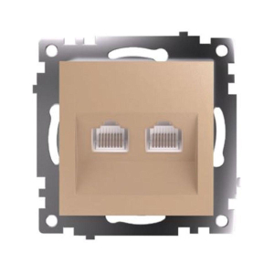 Розетка компьютерная 2-местная RJ-45 (механизм) Stekker GLS00-7109-08 Катрин, золото 50009