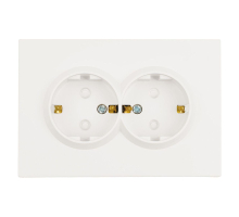 Розетка двойная 2P+PE Stekker Эмили со шторками белый фарфор RST16-5114-01 49882