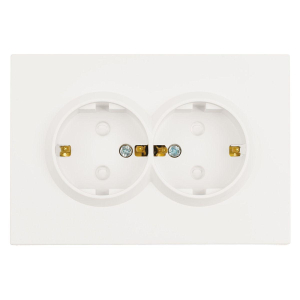 Розетка двойная 2P+PE Stekker Эмили со шторками белый фарфор RST16-5114-01 49882