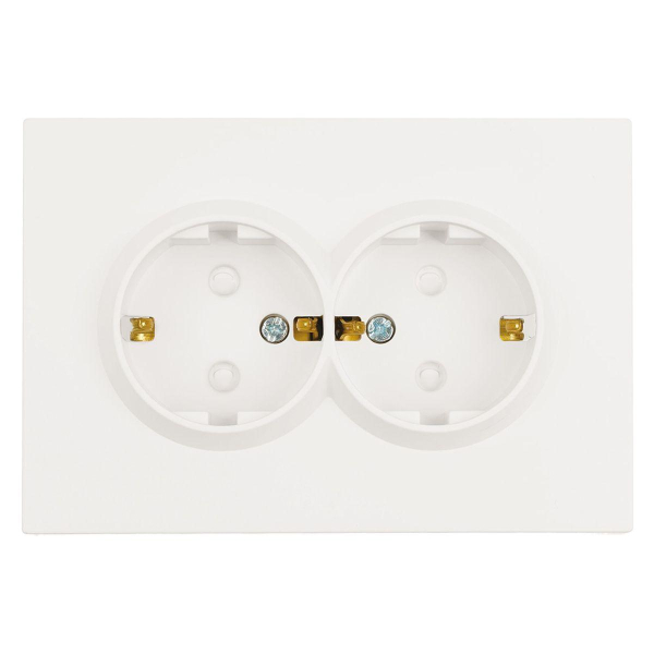 Розетка двойная 2P+PE Stekker Эмили со шторками белый фарфор RST16-5114-01 49882