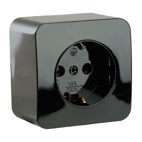 Розетка 2P+PE Stekker София черный MST16-11-02 49314