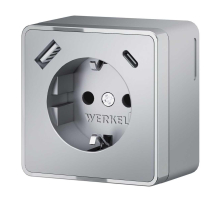 Розетка с заземлением, шторками и USB тип A+C Werkel Gallant серебряный W5071706 4690389179624