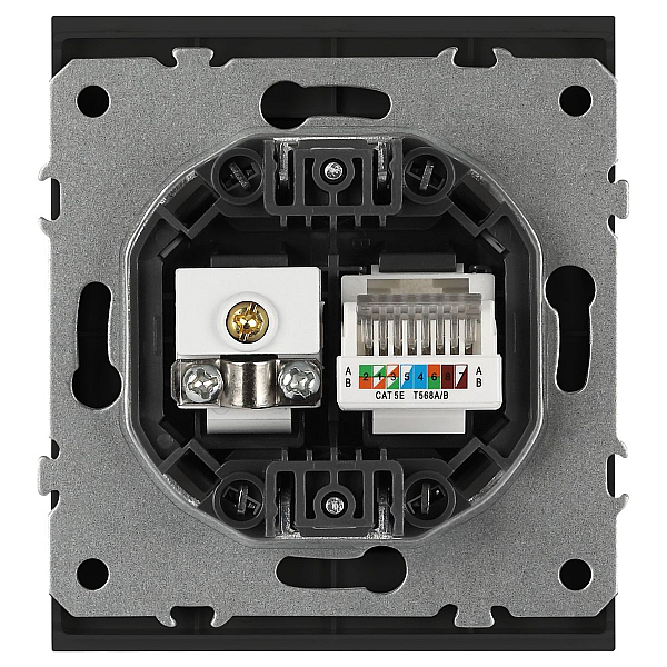 Розетка ЭРА Arktik 16-3110-05 комбинированная RJ45+TV антрацит Б0070498