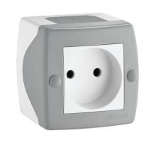 Розетка 2К Mono Electric Octans IP20 16A 250V винтовое подключение бело-серый 104-020006-116