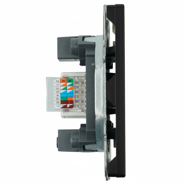 Розетка компьютерная 1-местная RJ-45 (механизм), STEKKER, серия Эмили, RST00-5117-05, черный уголь, soft touch 49847