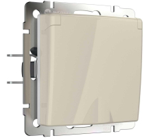 Розетка влагозащищенная с заземдением с защитной крышкой и шторками Werkel слоновая кость W1171203 4690389155765