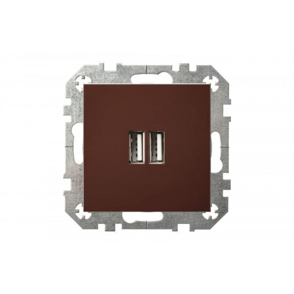 Розетка 2xUSB Liregus Epsilon коричневый 28-1453 Розетка 2xUSB Liregus Epsilon коричневый 28-1453