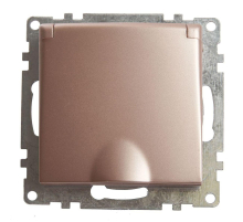 Розетка 2P+PE Stekker Катрин со шторками крышкой шампань GLS16-7112-02 39594