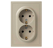 Розетка ЭРА Galaxy 15-2104-04 с заземлением двойная 2X2P+E Schuko 16А-250В IP20 шампань Б0070684
