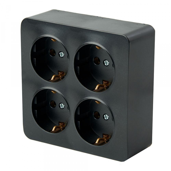 Розетка 4-местная 2P+PE Stekker София черный MST16-14S-02 49322 Розетка 4-местная 2P+PE Stekker София черный MST16-14S-02 49322