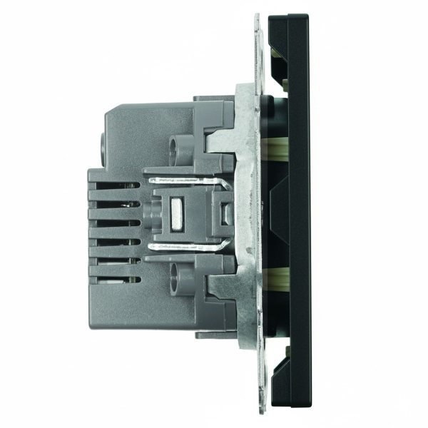 Розетка 2-местная USB + Type C (механизм), STEKKER, 250В, 20W, серия Эмили, RST10-5115-05, черный уголь, soft touch 49853