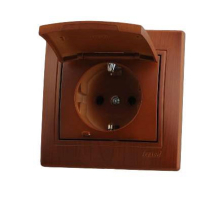 Розетка с зазем. с крышкой Lezard Mira сосна 701-0801-123