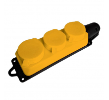 Розетка переносная тройная 2P+PE Stekker Одри с крышкой желтый RST16-23-44-6 49407