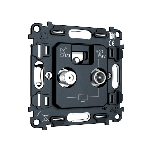 Механизм розетки TV оконечной + SAT 5-862MHz 3.5dB/950-2150MHz 3.5dB AMBRELLA VOLT VM VM217