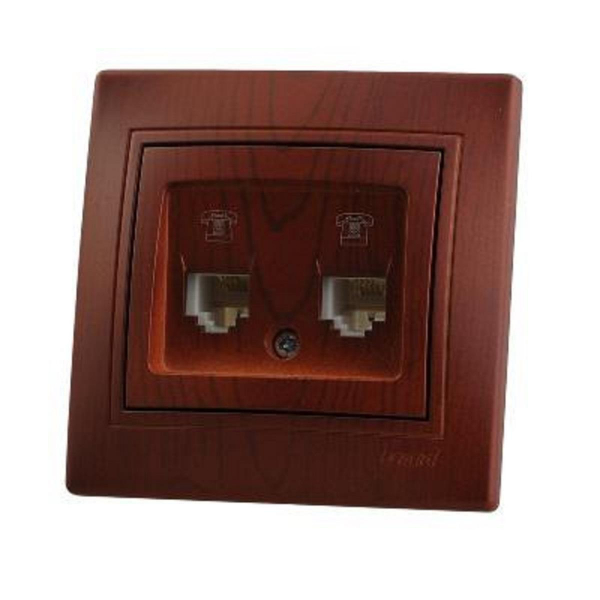 Розетка 2-ая телефонная евро Lezard Mira вишня 701-0601-138 Розетка 2-ая телефонная евро Lezard Mira вишня 701-0601-138