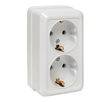 Рим Розетка 2-местная 16А с заземлением белая EKF ENR16-128-10