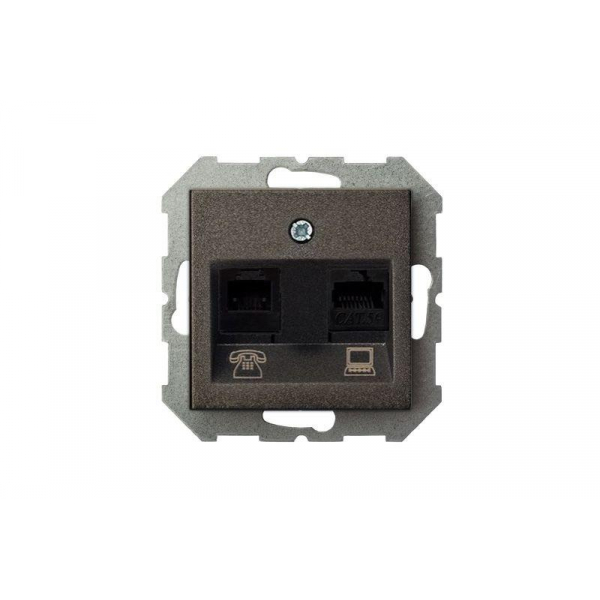 Розетка RJ45/RJ11 Liregus Epsilon антрацит 28-115 Розетка RJ45/RJ11 Liregus Epsilon антрацит 28-115