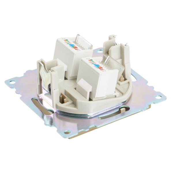 Розетка компьютерная 2-местная RJ-45 (механизм) Stekker GLS00-7109-08 Катрин, золото 50009