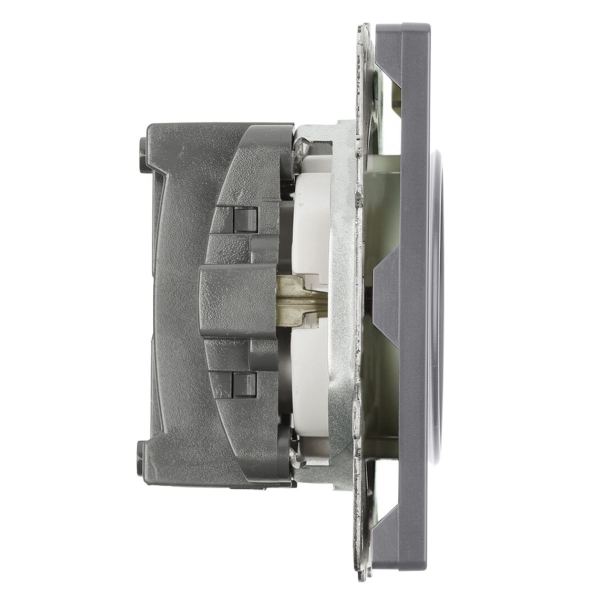 Розетка 1-местная с з/ш, с/з (механизм), СЗК, Stekker, 250В, 16А Эмили, RST16-5110-10ZK, платиново-серый, soft touch 50243