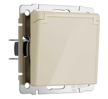 Розетка влагозащищенная с заземлением с защитной крышкой и шторками Werkel айвори акрил W1171243 4690389197109