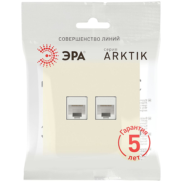 Розетка ЭРА Arktik 16-3108-02 информационная двойная 2XRJ45 слоновая кость Б0070485