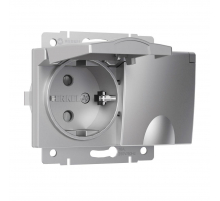 Розетка двойная влагозащищенная с заземлением с защитной крышкой и шторками Werkel серебряный W1172206 4690389178085