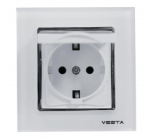 Розетка 2P+E Vesta-Electric Exclusive White с крышкой белый FRZ00041015BEL