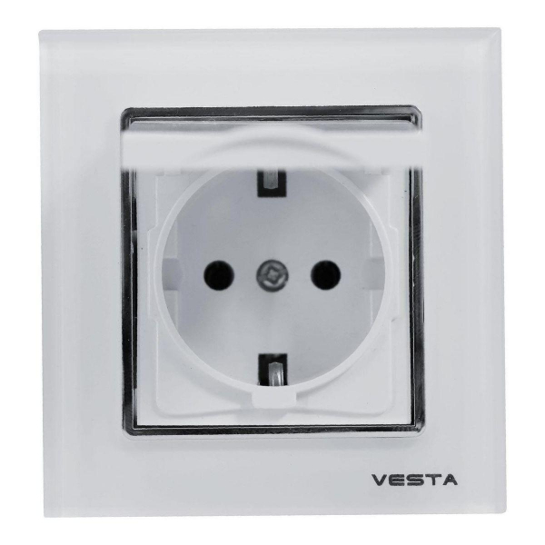 Розетка 2P+E Vesta-Electric Exclusive White с крышкой белый FRZ00041015BEL Розетка 2P+E Vesta-Electric Exclusive White с крышкой белый FRZ00041015BEL