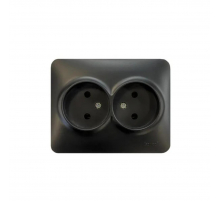 Розетка 2-ая без зазем. Lezard Karina Life черная 708-4200-128B