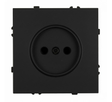 Розетка 1-местная с защитной шторкой (механизм), STEKKER,  б/з, 250В, 16А, серия Эмили, RST16-5109-05, черный уголь, soft touch 49850