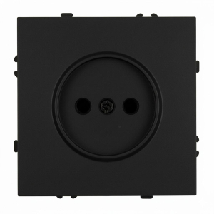 Розетка 1-местная с защитной шторкой (механизм), STEKKER,  б/з, 250В, 16А, серия Эмили, RST16-5109-05, черный уголь, soft touch 49850