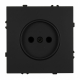 Розетка 1-местная с защитной шторкой (механизм), STEKKER,  б/з, 250В, 16А, серия Эмили, RST16-5109-05, черный уголь, soft touch 49850