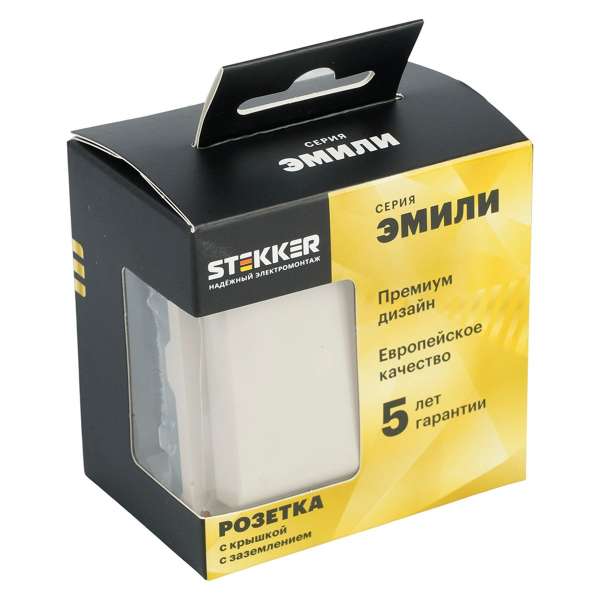 Розетка 1-местная с крышкой с защ. штор, Stekker, с/з, IP42, 250В, 16А Эмили, RST16-5112-08, кашемир, soft touch 49907