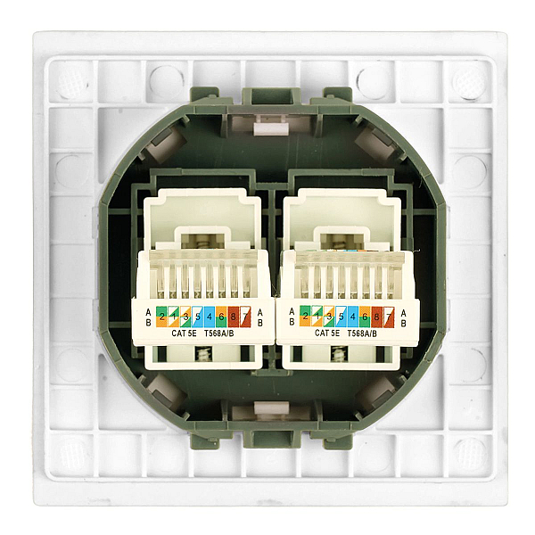 Розетка компьютерная 2-местная RJ-45 (механизм) Stekker Мия RST00-3111-01 белая магнолия 50437