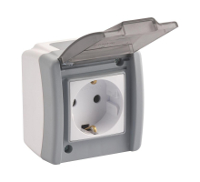 Розетка 2К+З Mono Electric Octans IP54 16A 250V винтовое подключение бело-серый 154-020007-117