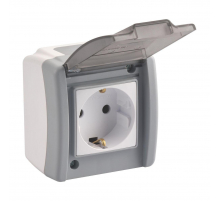 Розетка 2К+З Mono Electric Octans IP54 16A 250V винтовое подключение бело-серый 154-020007-117