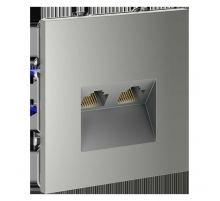 Розетка компьютерная встраиваемая Voltum S70 двойная RJ45+RJ45 кат.6, (сталь) VLS060205