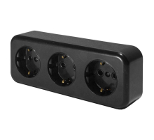 Розетка тройная 2P+PE Stekker Брест черный PST16-51-20 39698