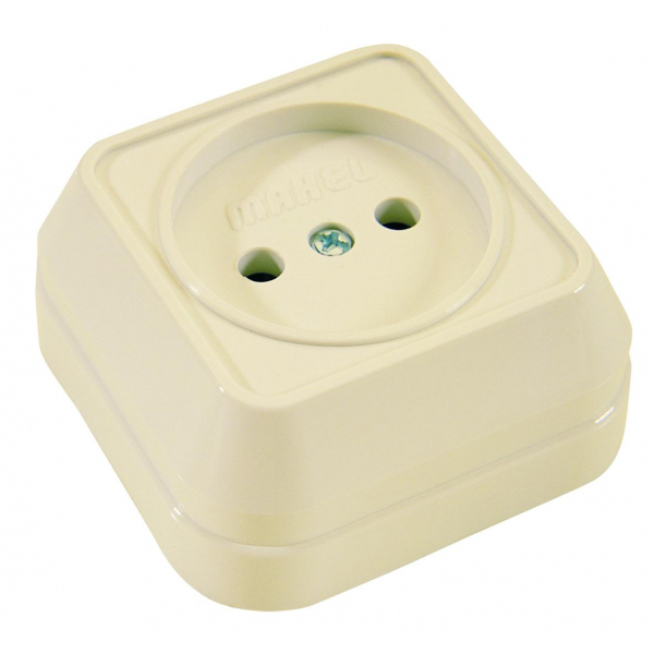 Розетка Makel 1-м ОП 16А IP20 без заземл. квадратная крем 45202