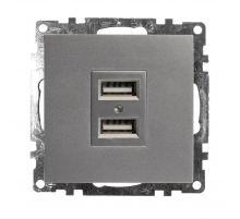Розетка 2хUSB Stekker Катрин серебро GLS10-7115-03 39588