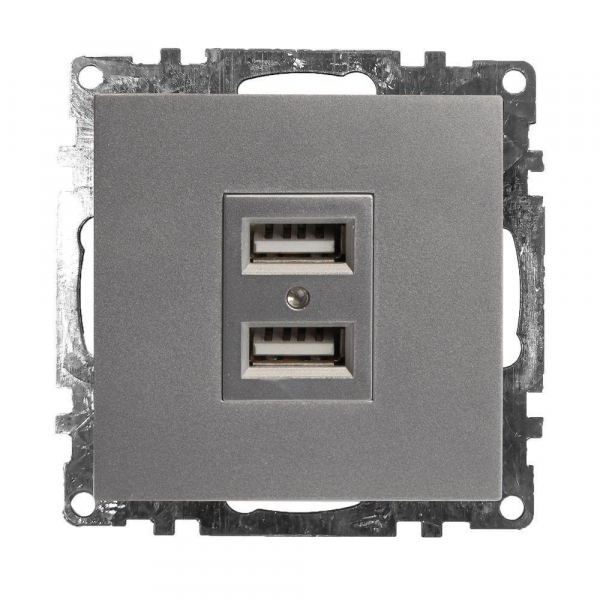 Розетка 2хUSB Stekker Катрин серебро GLS10-7115-03 39588 Розетка 2хUSB Stekker Катрин серебро GLS10-7115-03 39588
